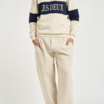 Felpa uomo rugby mezza zip panna e blu 1002492 IVORY LES DEUX 