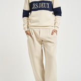 Felpa uomo rugby mezza zip panna e blu 1002492 IVORY LES DEUX 