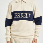 Felpa uomo rugby mezza zip panna e blu 1002492 IVORY LES DEUX 