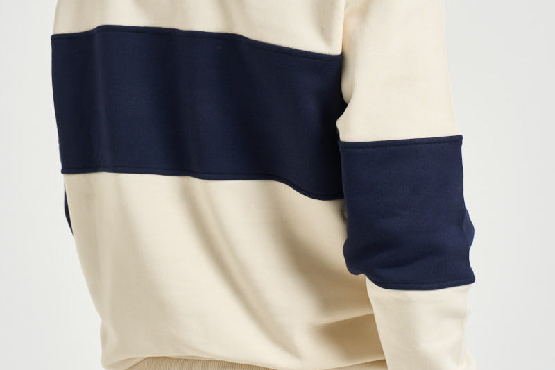 Felpa uomo rugby mezza zip panna e blu 1002492 IVORY LES DEUX 