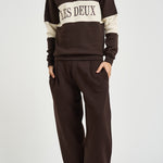Felpa uomo rugby mezza zip marrone e panna 1002492 MOLEBROWN LES DEUX 