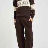 Felpa uomo rugby mezza zip marrone e panna 1002492 MOLEBROWN LES DEUX 