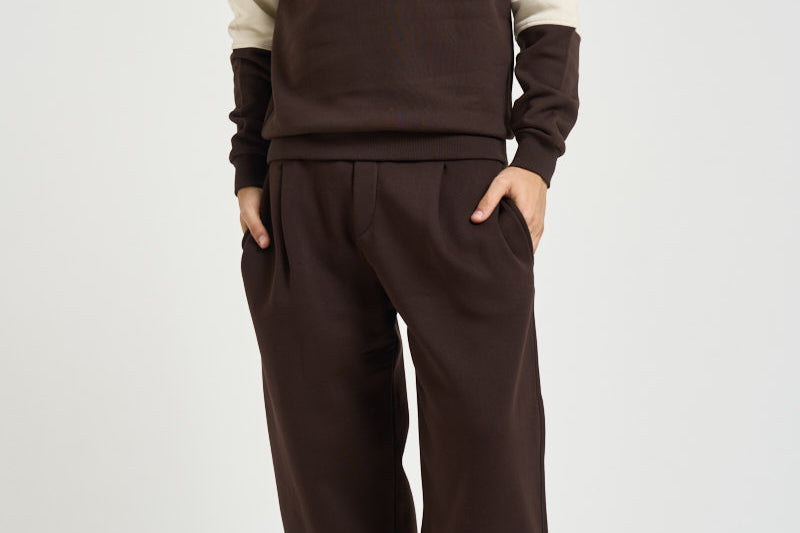 Felpa uomo rugby mezza zip marrone e panna 1002492 MOLEBROWN LES DEUX 