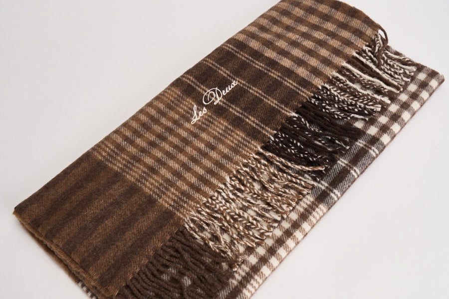 Sciarpa uomo tartan marrone e beige 1002561 MOLEBROWN LES DEUX 