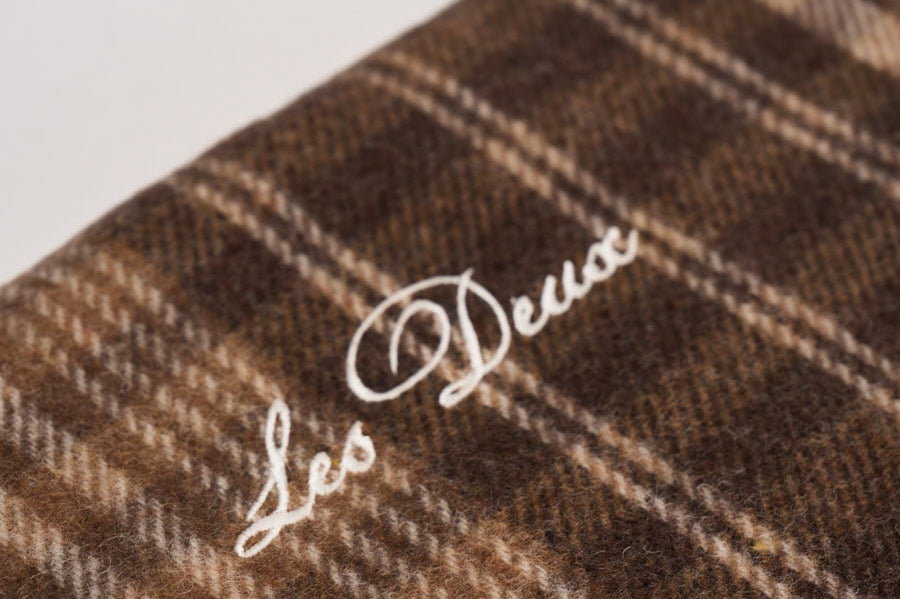 Sciarpa uomo tartan marrone e beige 1002561 MOLEBROWN LES DEUX 