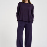 Maglia donna over spacchetti laterali viola F6A06 J21 LIVIANA CONTI 