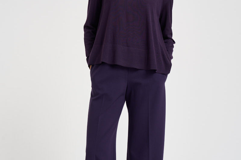 Maglia donna over spacchetti laterali viola F6A06 J21 LIVIANA CONTI 