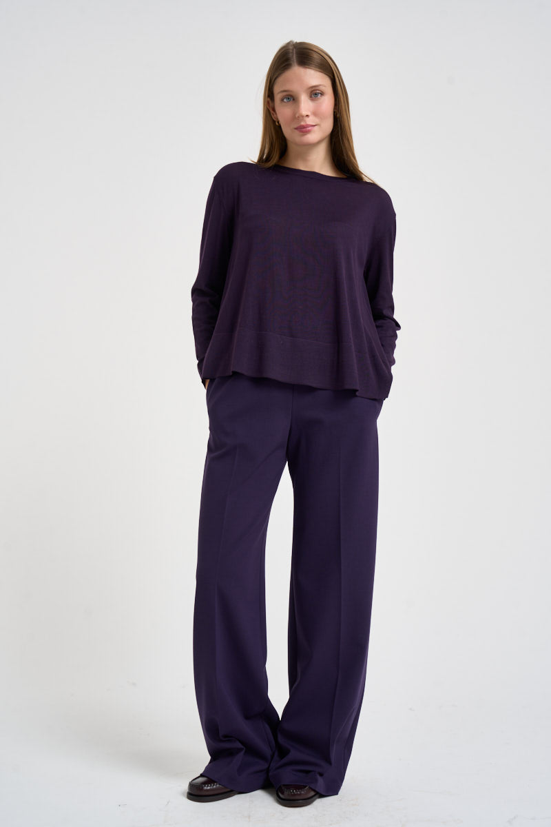 Maglia donna over spacchetti laterali viola F6A06 J21 LIVIANA CONTI 