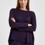 Maglia donna over spacchetti laterali viola F6A06 J21 LIVIANA CONTI 