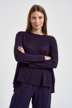 Maglia donna over spacchetti laterali viola F6A06 J21 LIVIANA CONTI 