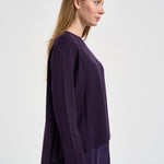 Maglia donna over spacchetti laterali viola F6A06 J21 LIVIANA CONTI 