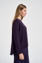 Maglia donna over spacchetti laterali viola F6A06 J21 LIVIANA CONTI 