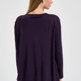 Maglia donna over spacchetti laterali viola F6A06 J21 LIVIANA CONTI 