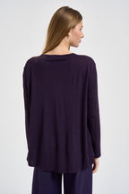 Maglia donna over spacchetti laterali viola F6A06 J21 LIVIANA CONTI 