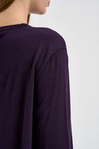 Maglia donna over spacchetti laterali viola F6A06 J21 LIVIANA CONTI 