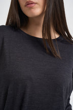 Maglia donna over spacchetti laterali antracite F6A06 Y49 LIVIANA CONTI 