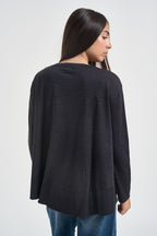 Maglia donna over spacchetti laterali antracite F6A06 Y49 LIVIANA CONTI 