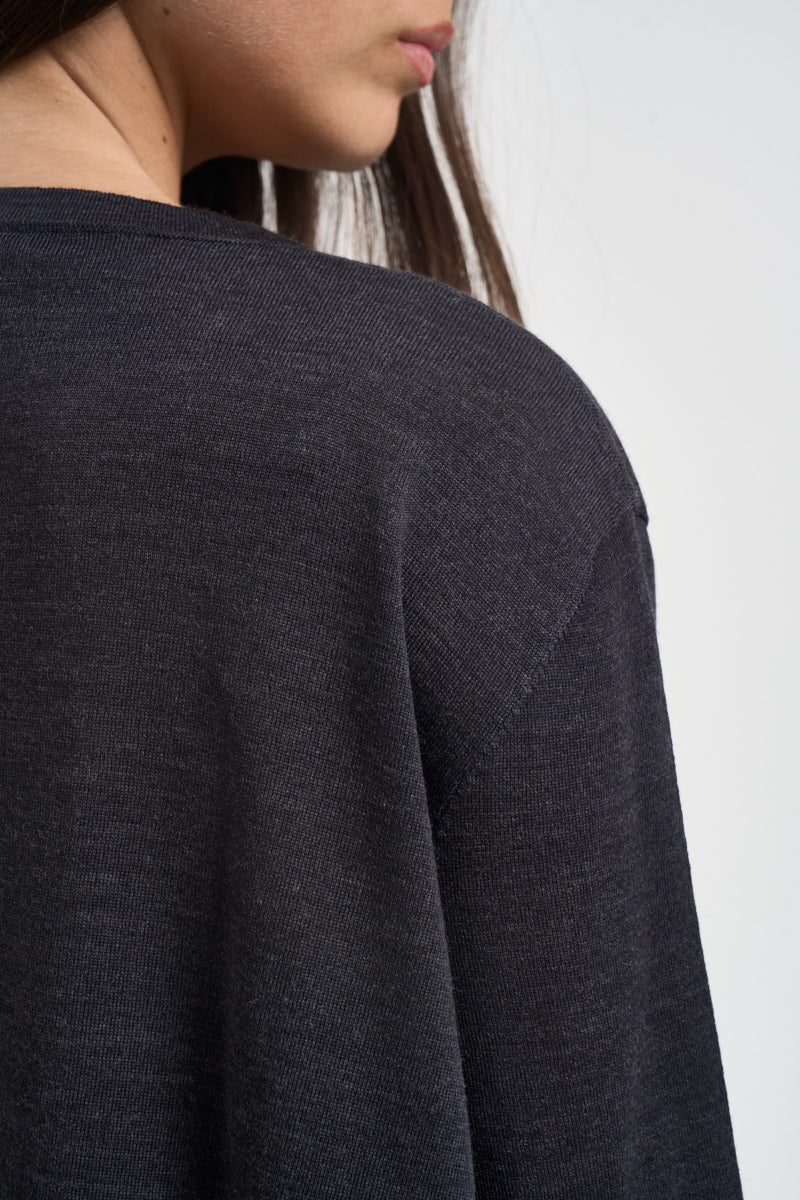 Maglia donna over spacchetti laterali antracite F6A06 Y49 LIVIANA CONTI 