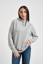 Maglia donna collo cratere over grigio chiaro mélange F6C54 X47 LIVIANA CONTI 