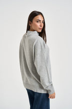 Maglia donna collo cratere over grigio chiaro mélange F6C54 X47 LIVIANA CONTI 