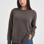 Maglia donna con bordo asimmetrico tortora mèlange F6C58 W57 LIVIANA CONTI 