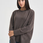 Maglia donna con bordo asimmetrico tortora mèlange F6C58 W57 LIVIANA CONTI 