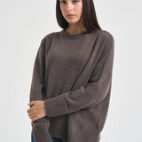 Maglia donna con bordo asimmetrico tortora mèlange F6C58 W57 LIVIANA CONTI 
