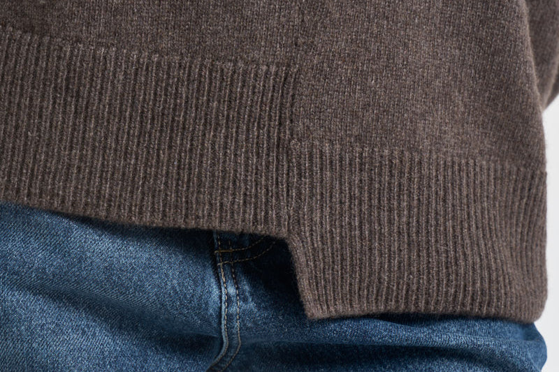 Maglia donna con bordo asimmetrico tortora mèlange F6C58 W57 LIVIANA CONTI 