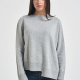 Maglia donna con bordo asimmetrico grigio chiaro F6C58 X47 LIVIANA CONTI 