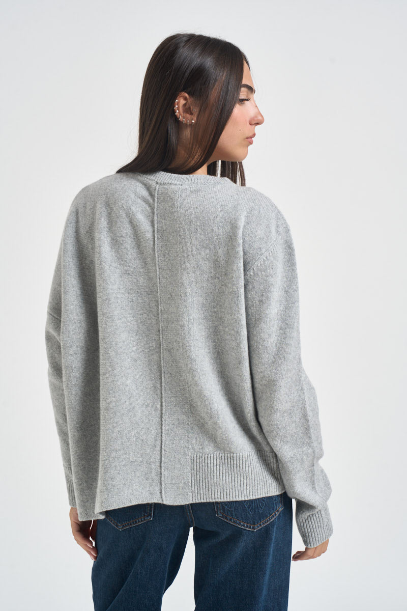 Maglia donna con bordo asimmetrico grigio chiaro F6C58 X47 LIVIANA CONTI 