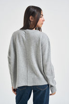 Maglia donna con bordo asimmetrico grigio chiaro F6C58 X47 LIVIANA CONTI 