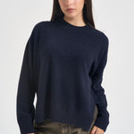 Maglia donna con spacchi laterali blu navy F6C65 N08 LIVIANA CONTI 