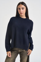 Maglia donna con spacchi laterali blu navy F6C65 N08 LIVIANA CONTI 