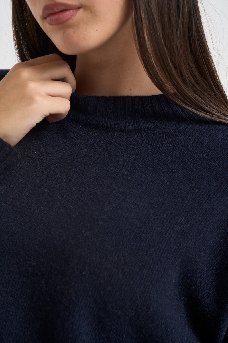 Maglia donna con spacchi laterali blu navy F6C65 N08 LIVIANA CONTI 