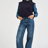 Gilet donna Raisa in maglia cropped viola F6G82 BOT4 LIVIANA CONTI 