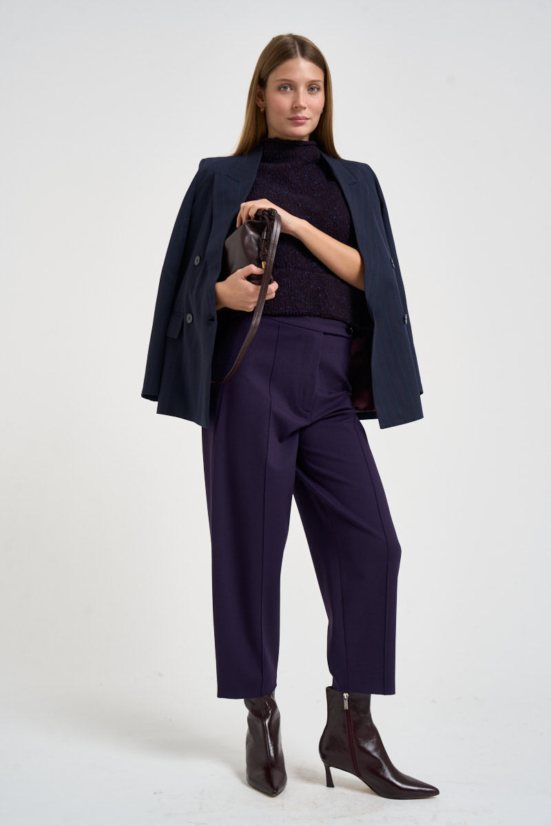 Gilet donna Raisa in maglia cropped viola F6G82 BOT4 LIVIANA CONTI 
