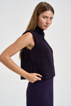 Gilet donna Raisa in maglia cropped viola F6G82 BOT4 LIVIANA CONTI 