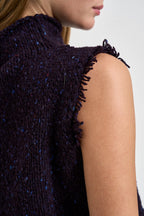 Gilet donna Raisa in maglia cropped viola F6G82 BOT4 LIVIANA CONTI 