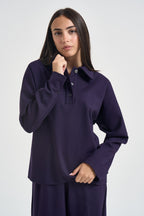 Blusa donna Miranda polo maniche lunghe viola F6I09 J21 LIVIANA CONTI 