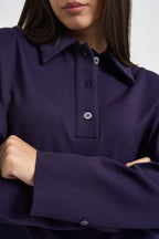 Blusa donna Miranda polo maniche lunghe viola F6I09 J21 LIVIANA CONTI 