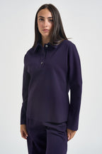 Blusa donna Miranda polo maniche lunghe viola F6I09 J21 LIVIANA CONTI 