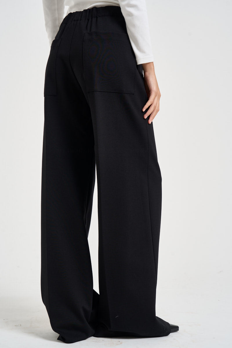 Pantaloni donna palazzo con tasche neri F6I38 Y69 LIVIANA CONTI 
