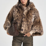 Ecopelliccia donna corta animalier F6W70 MAC44 LIVIANA CONTI 
