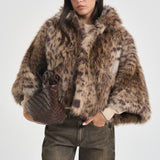 Ecopelliccia donna corta animalier F6W70 MAC44 LIVIANA CONTI 