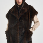 Gilet donna in ecopelliccia marrone F6W96 W25 LIVIANA CONTI 
