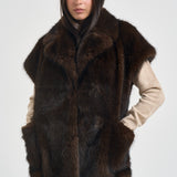 Gilet donna in ecopelliccia marrone F6W96 W25 LIVIANA CONTI 
