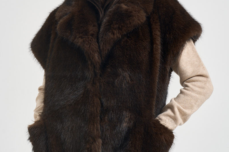 Gilet donna in ecopelliccia marrone F6W96 W25 LIVIANA CONTI 