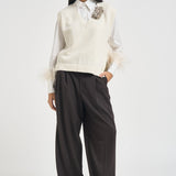 Gilet donna Abilene con ricamo a mano panna L6WC12 A08 LIVIANA CONTI 