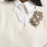 Gilet donna Abilene con ricamo a mano panna L6WC12 A08 LIVIANA CONTI 