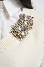 Gilet donna Abilene con ricamo a mano panna L6WC12 A08 LIVIANA CONTI 